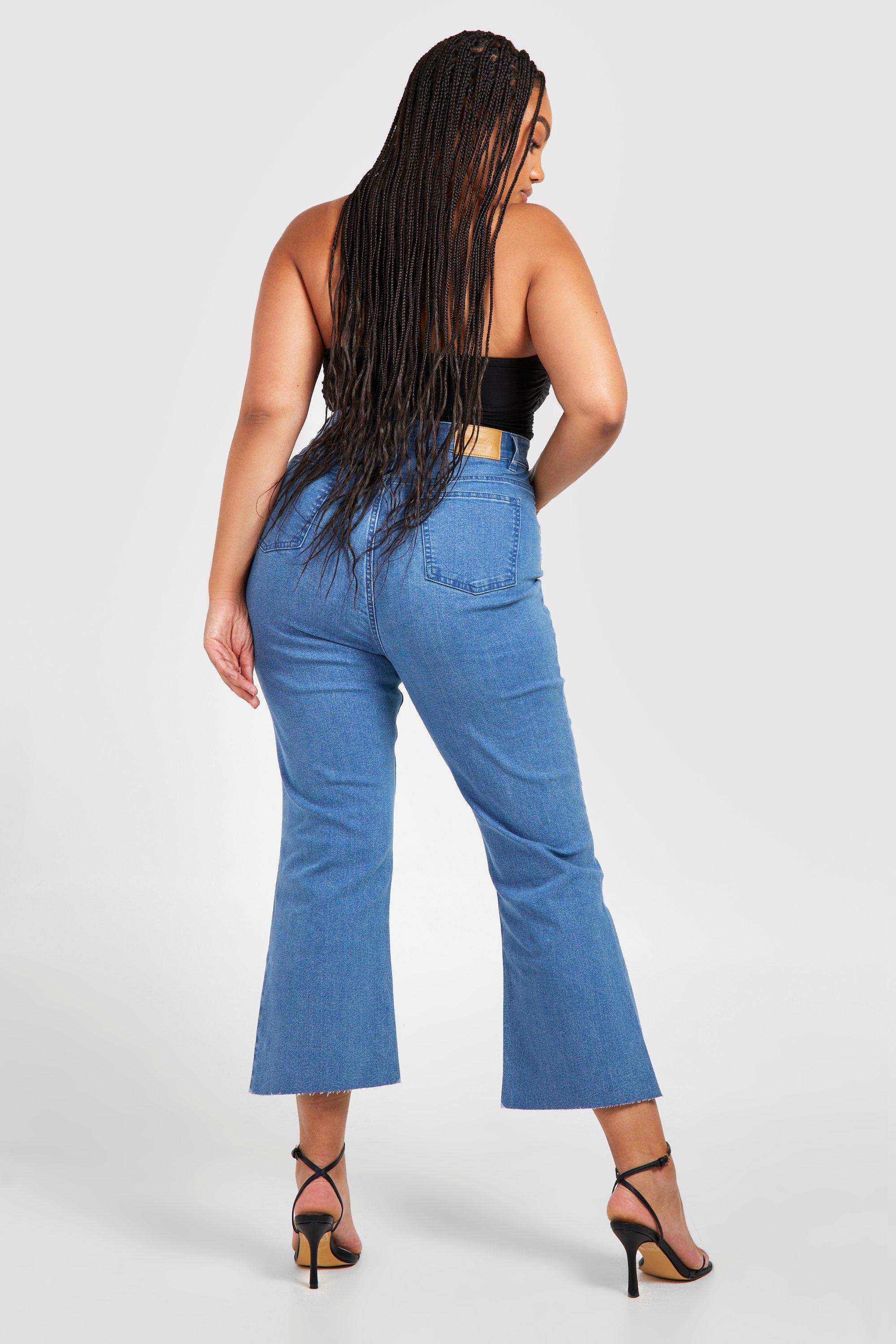 Jeans a zampa Kick Flare Plus Size a vita alta con strappi